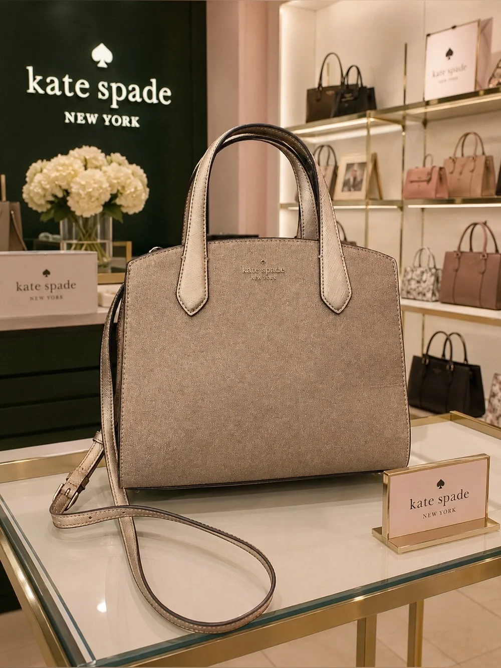 Kate Spade Metallic Glitter Satchel with Crossbody Strap LIKE NEW CONDITION